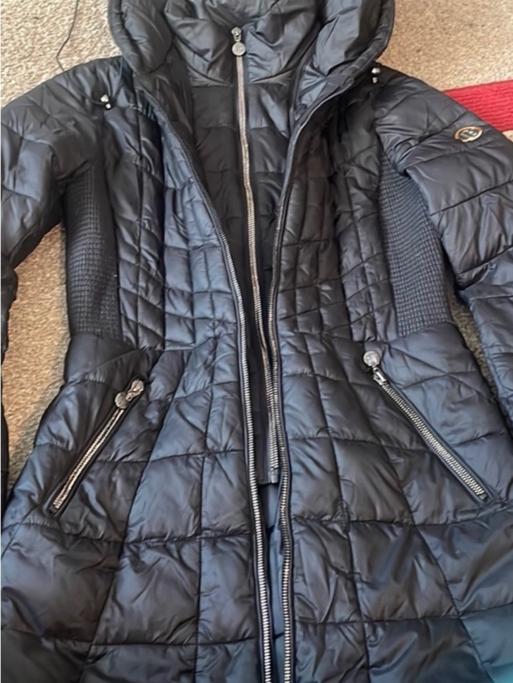 Bernardo Black Quilted Hooded Puffer Coat